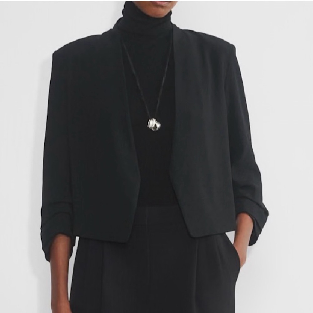 Babaton Black Open-Front Women's Blazer Jacket - Picture 2 of 11